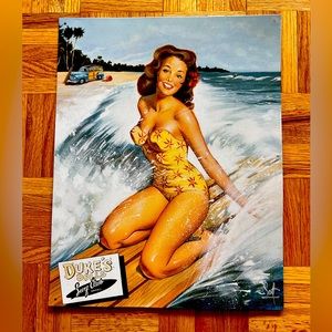 Surfer Pin Up Vintage Tin Sign